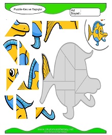 Puzzle Kes Yapıştır Çalışma Sayfaları